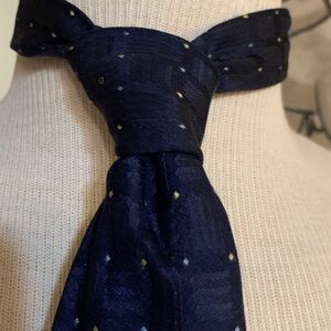 PATRICK FRANCIS IRELAND NAVY BLUE PURE SILK EXTRA LONG NECKTIE